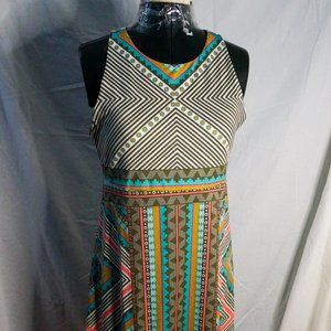 PrAna Women's Ariel Dress Size S Indigo Taos Pattern Sleeveless Stretch Athletic